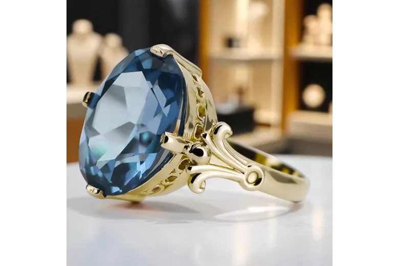 Ring Aquamarin 14 Karat Gelbgold Vintage Schmuck vrc369y